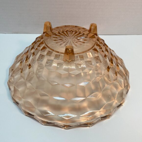 Indiana Glass Whitehall Rose Peach 3-Foot Bowl / Vintage Footed Salad Bowl - Picture 4 of 5